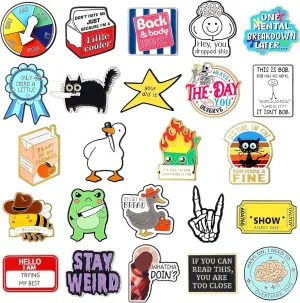 25 Pcs Funny Enamel Pins Pack - Cute Cool Fun Pin for Lapel Pin Backpacks Badges Hats Bags - Funny Pins for Women Men - Unique Novelty Assorted Cartoon Bulk Supply Accessories Gifts