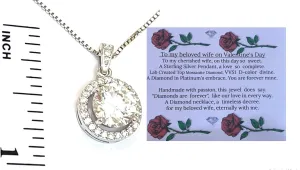 2ct Valentines day gifts for spouse 2 carat Diamond Necklace Solitaire Necklace Diamond Pendant Platinum Sterling Silver Diamond Necklace 16-20" Birthday Anniversary Wife HANDMADE Certified Jewelry
