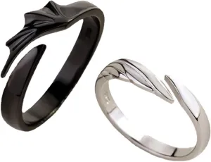 2PC Couple Promise Rings, Angel Devil Rings, Angel Devil Matching Ring Sets, Angel Devil Wings Open Ring Ring for Couples