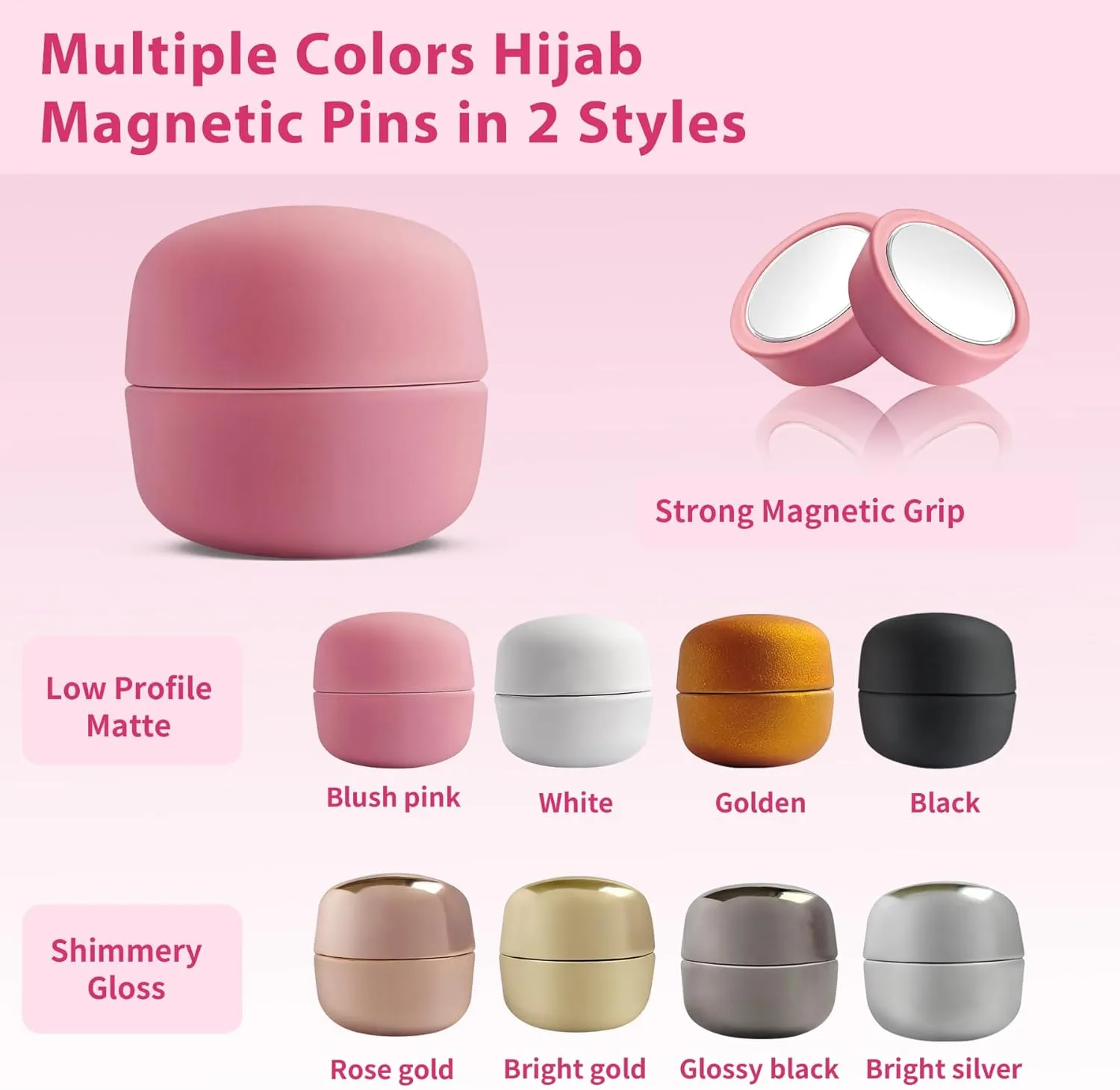 4 Pairs Hijab Magnetic Strong Hijab Pins for Women, Matte Magnetic Pins for Hijabs, Colorful Scarf Pin No-Snag Brooch Clasp for Clothing