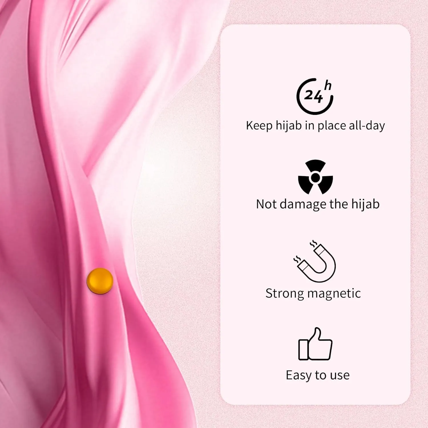 4 Pairs Hijab Magnetic Strong Hijab Pins for Women, Matte Magnetic Pins for Hijabs, Colorful Scarf Pin No-Snag Brooch Clasp for Clothing