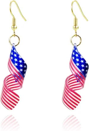 4th of July Earrings for Women Independence Day Hoop Earrings Glitter Firework Patriotic Earrings Red White Blue Earrings Lightweight USA Flag Earrings Jewelry