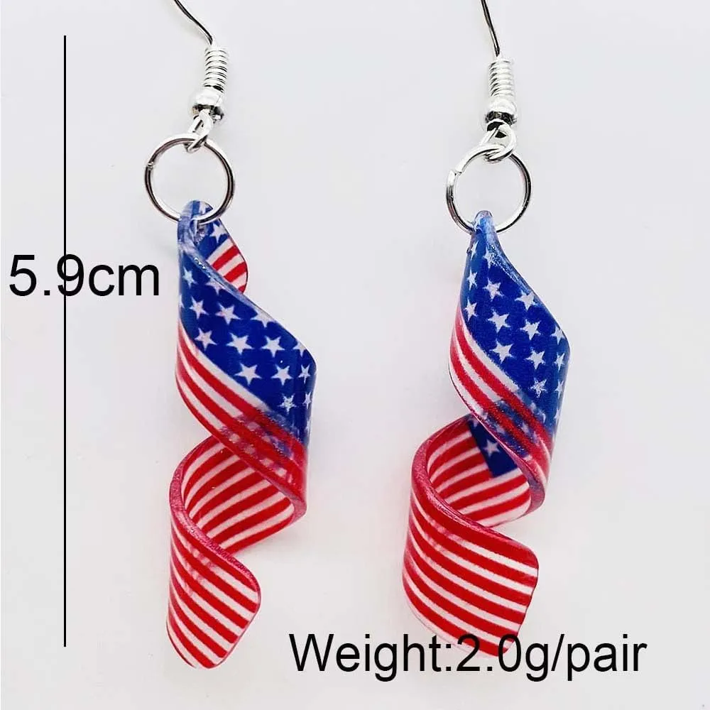 4th of July Earrings for Women Independence Day Hoop Earrings Glitter Firework Patriotic Earrings Red White Blue Earrings Lightweight USA Flag Earrings Jewelry