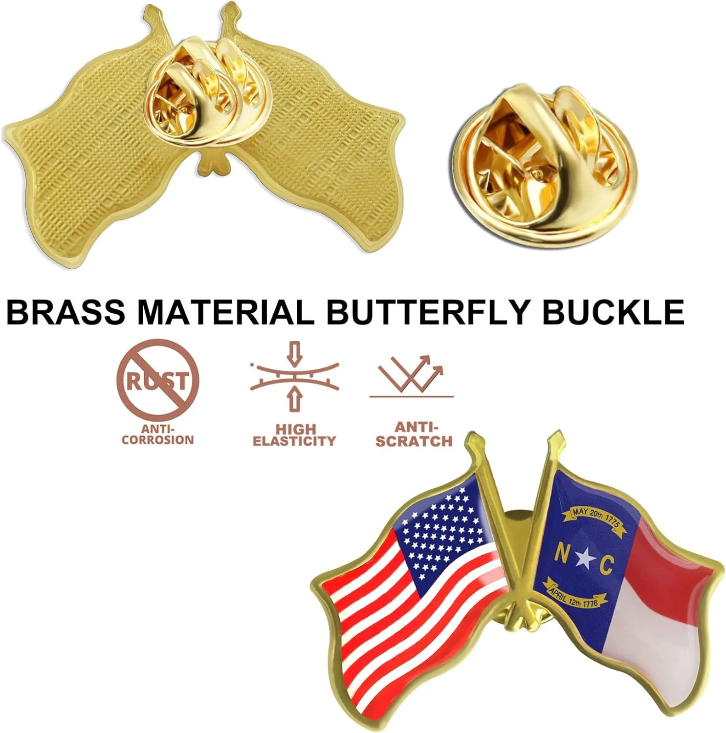 6/12/50/100 Pack-American State North Carolina Flag Lapel Pins Friendship Bulk -1.5