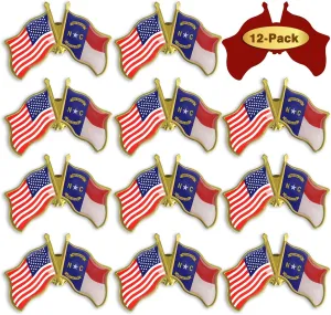 6/12/50/100 Pack-American State North Carolina Flag Lapel Pins Friendship Bulk -1.5