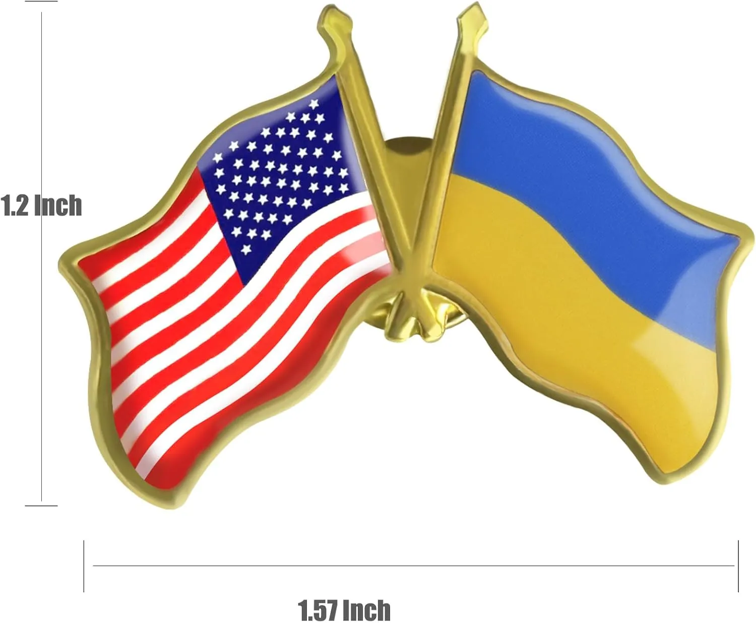 6/12/50/100 Pack-American US Ukraine Flag Lapel Pins Bulk -1.5 Metal Patriotic United States of America USA Ukrainian Lapel Pins Badge Friendship Souvenir