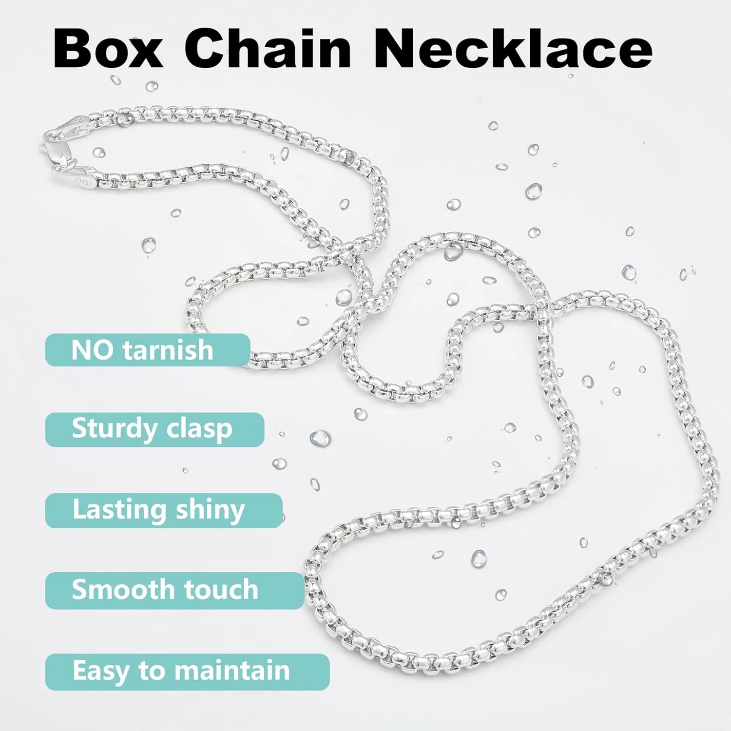925 Sterling Silver Box Chain Lobster Clasp 2/3/4/5mm Necklace for Women Mens Box Chain Silver/18K Gold Necklace Chain Diamond Cut 16-30 Inches