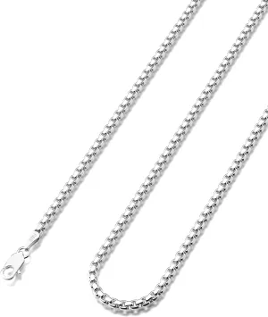 925 Sterling Silver Box Chain Lobster Clasp 2/3/4/5mm Necklace for Women Mens Box Chain Silver/18K Gold Necklace Chain Diamond Cut 16-30 Inches