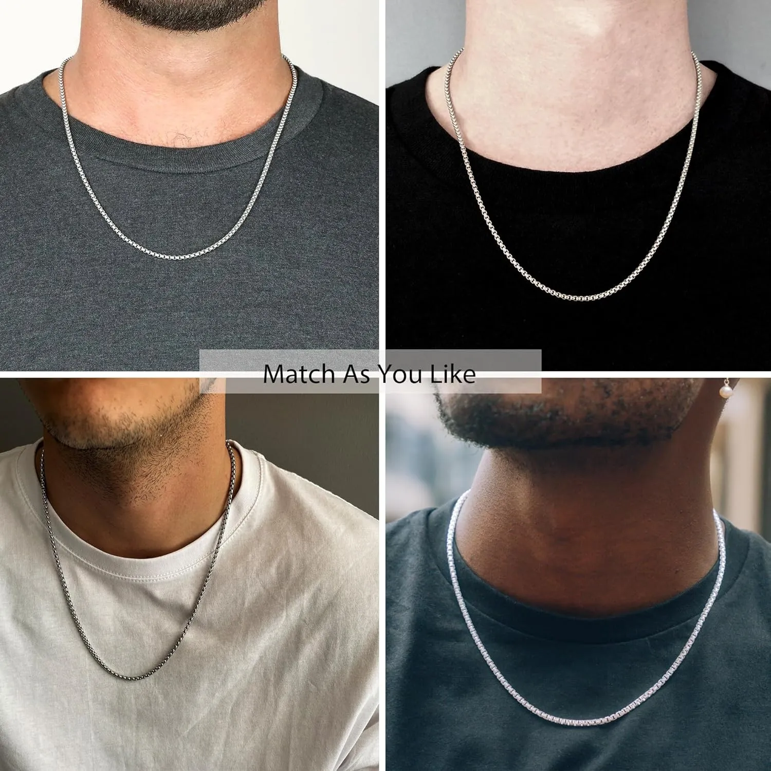 925 Sterling Silver Box Chain Lobster Clasp 2/3/4/5mm Necklace for Women Mens Box Chain Silver/18K Gold Necklace Chain Diamond Cut 16-30 Inches