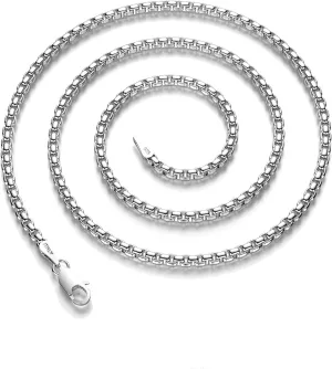 925 Sterling Silver Box Chain Lobster Clasp 2/3/4/5mm Necklace for Women Mens Box Chain Silver/18K Gold Necklace Chain Diamond Cut 16-30 Inches