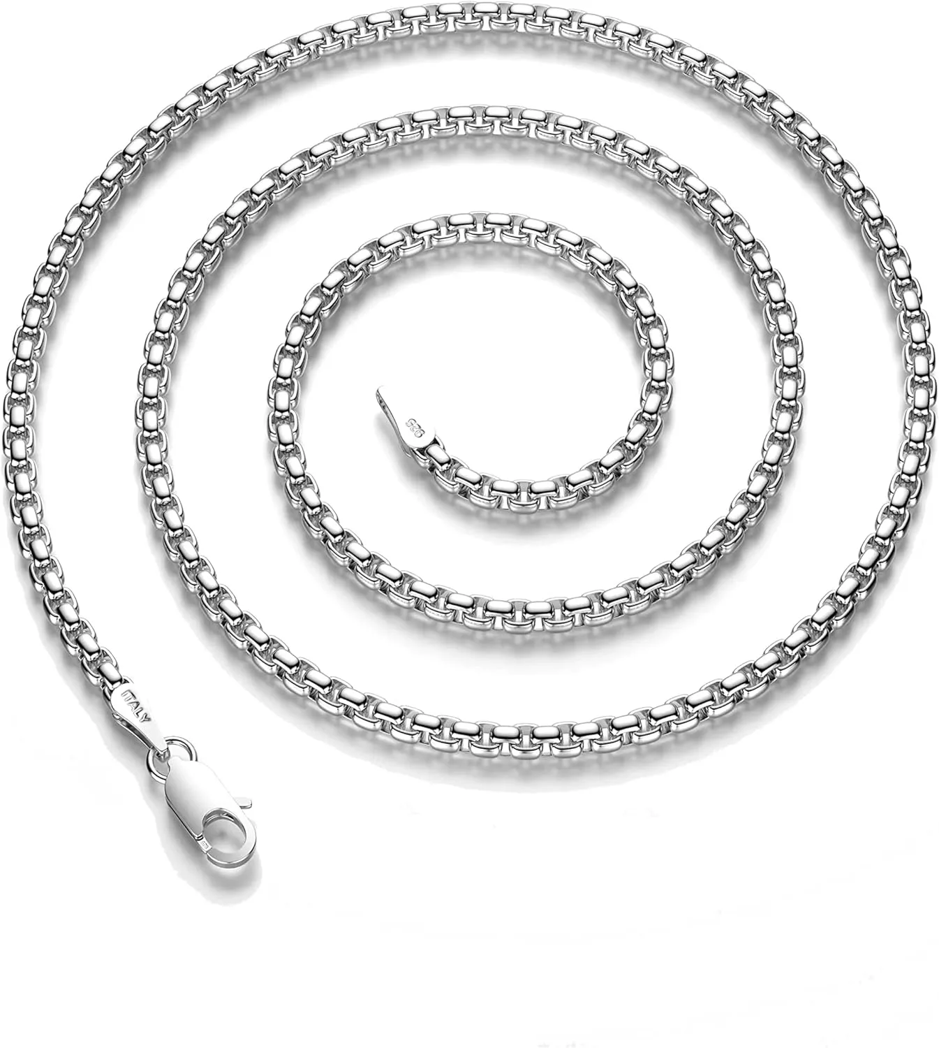 925 Sterling Silver Box Chain Lobster Clasp 2/3/4/5mm Necklace for Women Mens Box Chain Silver/18K Gold Necklace Chain Diamond Cut 16-30 Inches