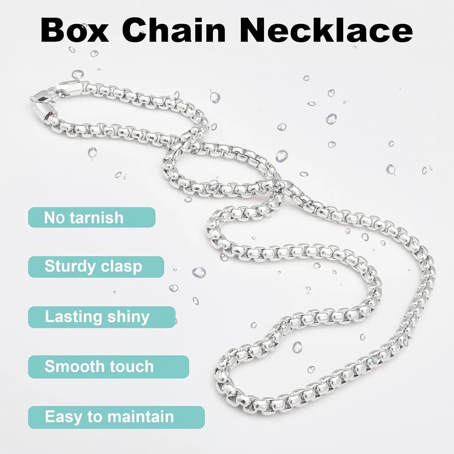 925 Sterling Silver Box Chain Lobster Clasp 2/3/4/5mm Necklace for Women Mens Box Chain Silver/18K Gold Necklace Chain Diamond Cut 16-30 Inches