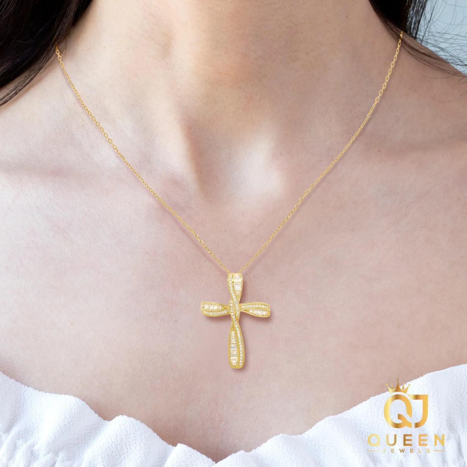 925 Sterling Silver Necklace | 14k Gold Cross Necklaces for Women | Silver Jewelry Crucifix Necklace Women | Dainty Gold Necklace Gold Jewelry for Women | 18" Silver Cross Pendant