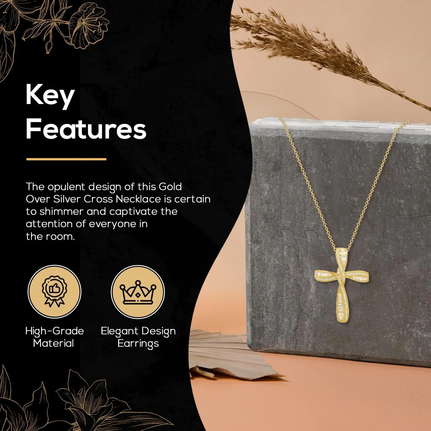 925 Sterling Silver Necklace | 14k Gold Cross Necklaces for Women | Silver Jewelry Crucifix Necklace Women | Dainty Gold Necklace Gold Jewelry for Women | 18" Silver Cross Pendant