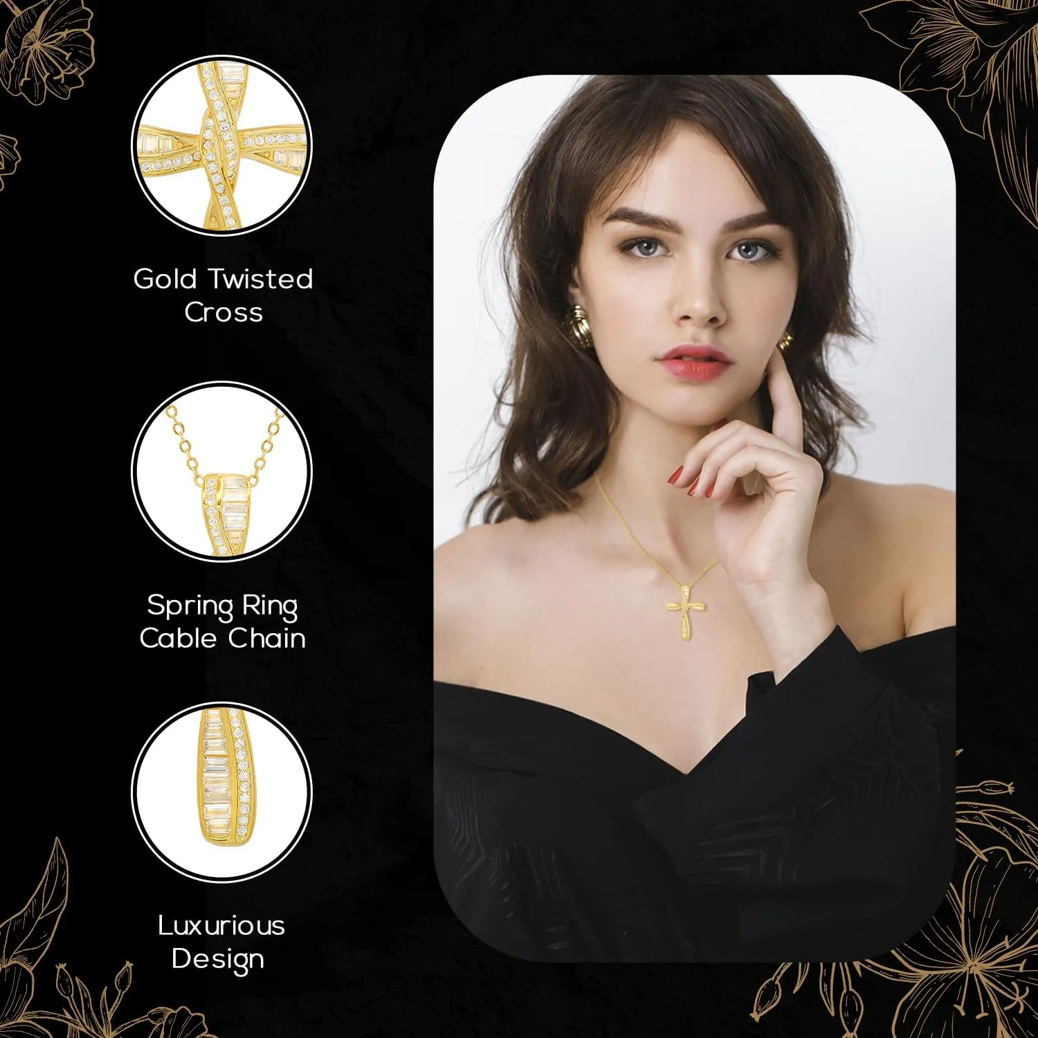 925 Sterling Silver Necklace | 14k Gold Cross Necklaces for Women | Silver Jewelry Crucifix Necklace Women | Dainty Gold Necklace Gold Jewelry for Women | 18" Silver Cross Pendant