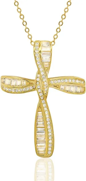 925 Sterling Silver Necklace | 14k Gold Cross Necklaces for Women | Silver Jewelry Crucifix Necklace Women | Dainty Gold Necklace Gold Jewelry for Women | 18" Silver Cross Pendant