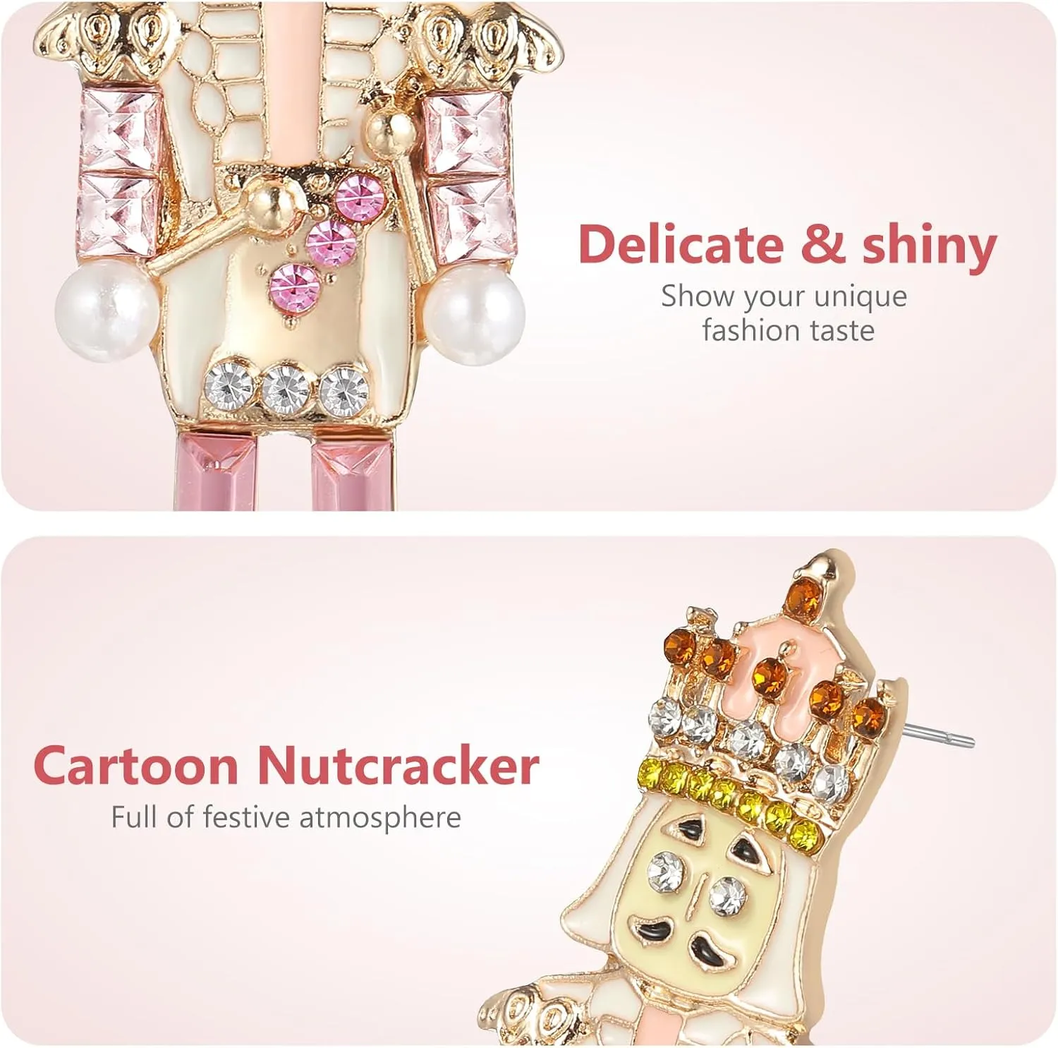 ABOOFAN 2 Pairs Nutcracker Earrings - Cute Winter Christmas Stud Earrings for Women and Teenage Girls