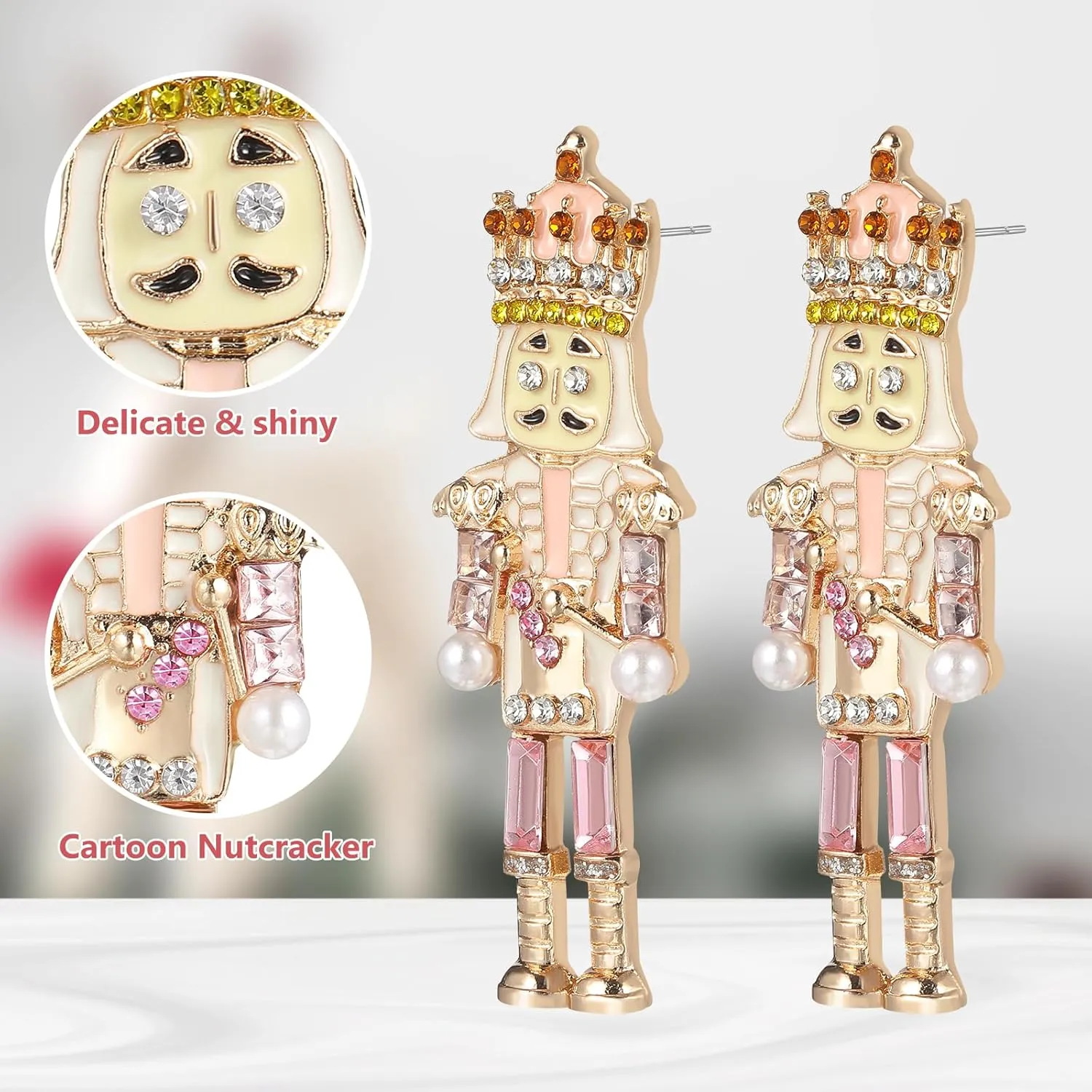 ABOOFAN 2 Pairs Nutcracker Earrings - Cute Winter Christmas Stud Earrings for Women and Teenage Girls