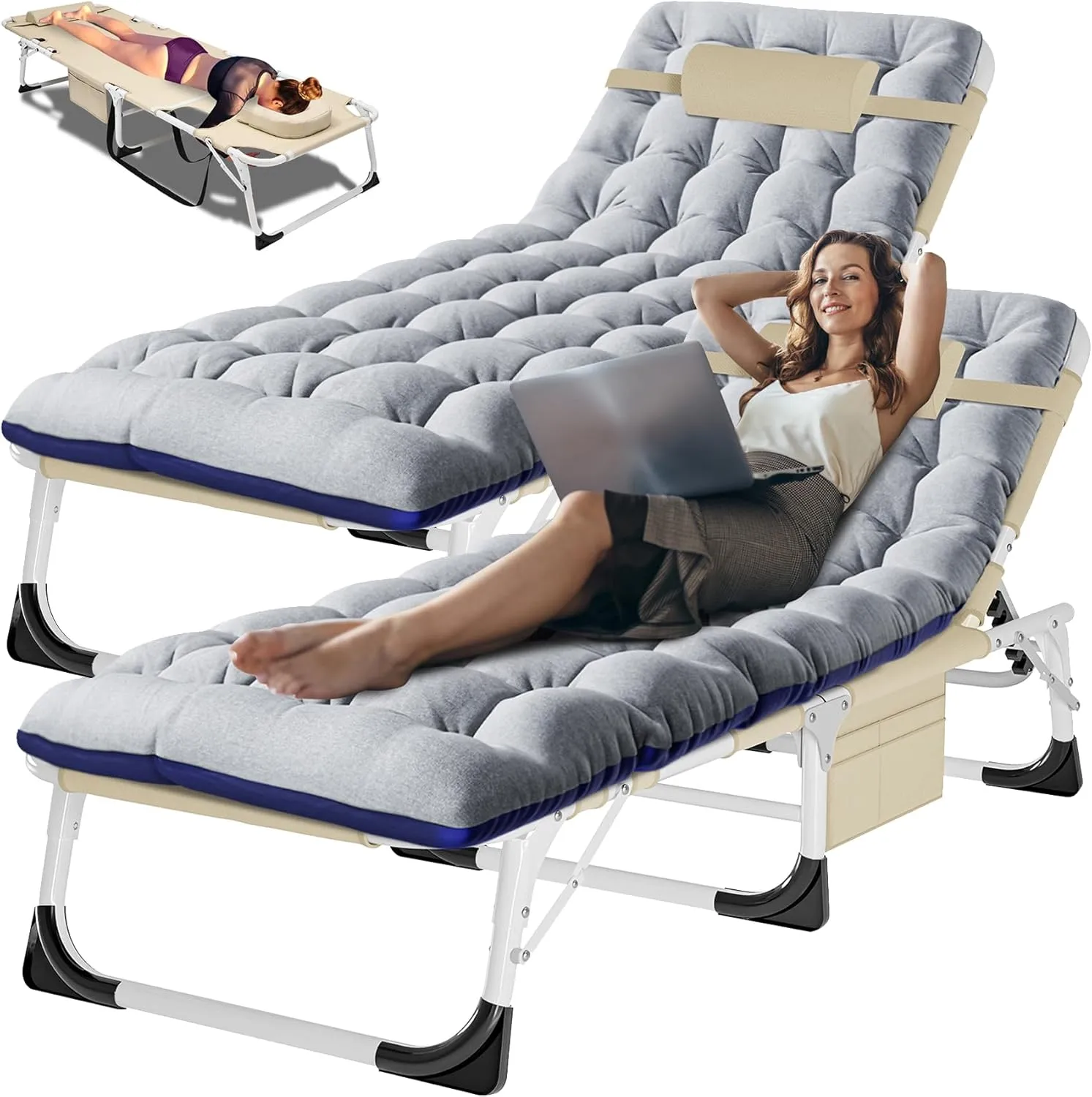 ABORON Camping Cot for Adults, Heavy Duty Adjustable Bed for Sleeping, Adjustable Double-Layer 1200D with Mattress & Carrying Bag for Home, Office, Vacation, Camping