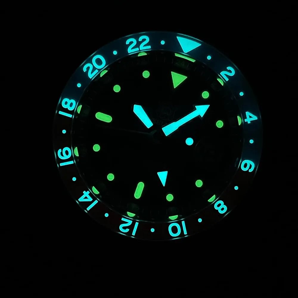 ACHARD AMOY Men GMT Watch Luxury 42mm Automatic Mechanical Wristwatch Diver 20GMT BGW-9 / C3 Luminous Sapphire NH34 Sapphire Bezel (GMT Watch 1)