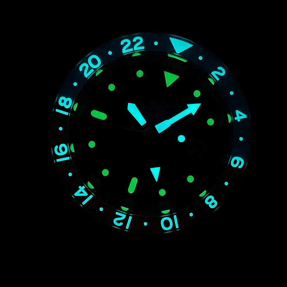 ACHARD AMOY Men GMT Watch Luxury 42mm Automatic Mechanical Wristwatch Diver 20GMT BGW-9 / C3 Luminous Sapphire NH34 Sapphire Bezel (GMT Watch 3)