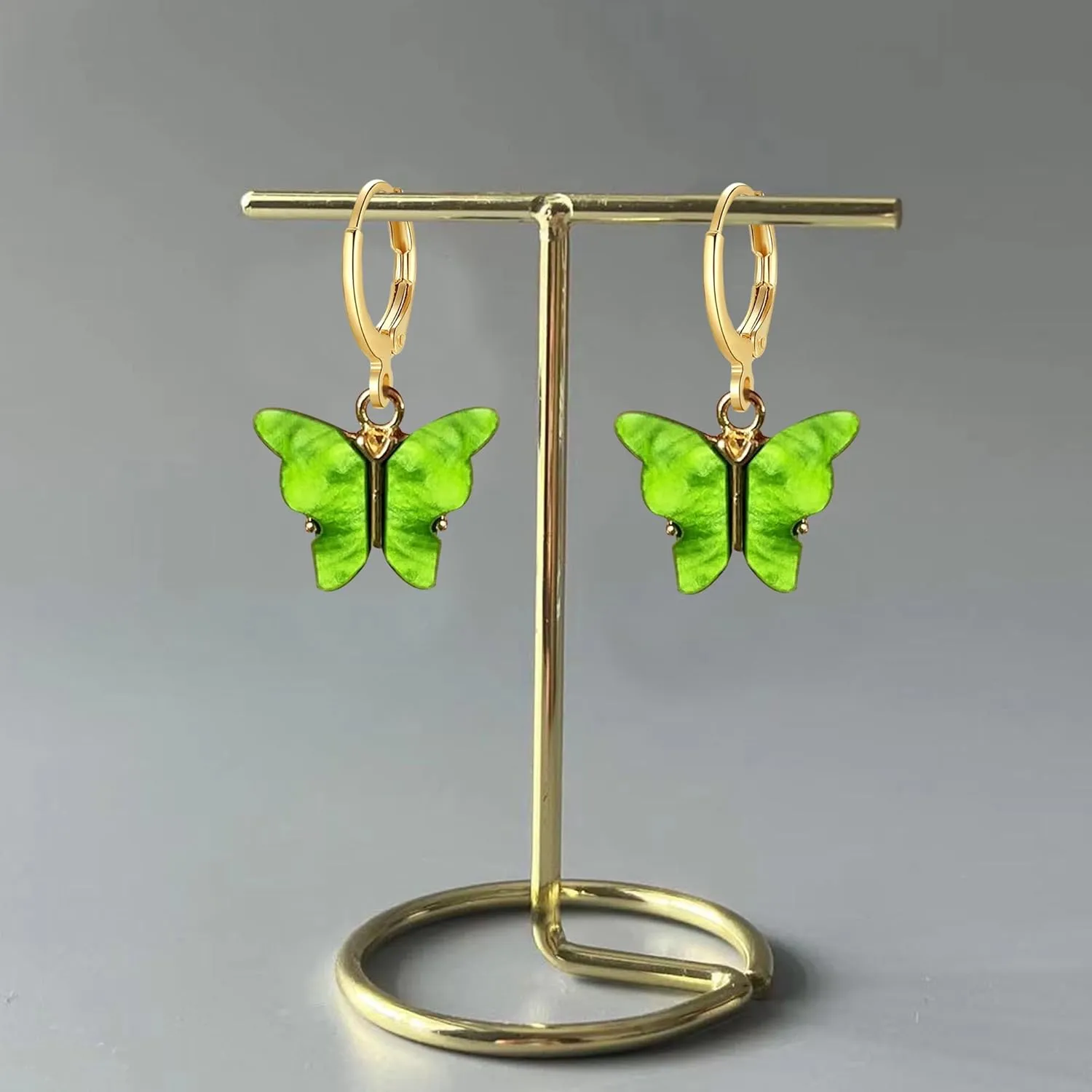 Acrylic Butterfly Hoop Huggie Earrings Alloy Colorful Butterfly Dangle Earrings for Women Necklace Set Statement Jewelry