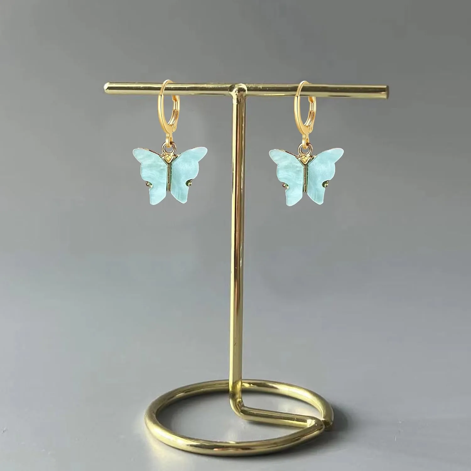 Acrylic Butterfly Hoop Huggie Earrings Alloy Colorful Butterfly Dangle Earrings for Women Necklace Set Statement Jewelry