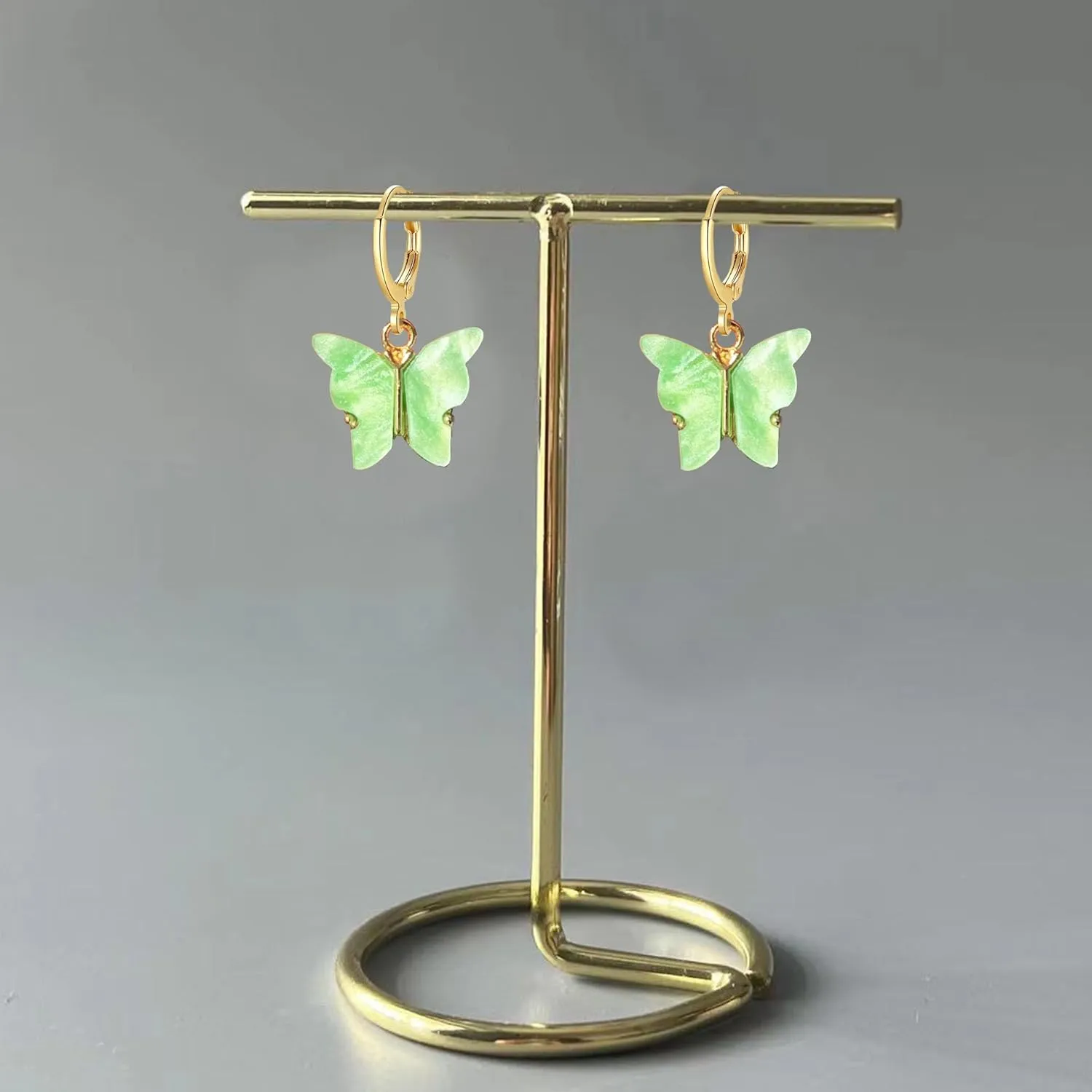 Acrylic Butterfly Hoop Huggie Earrings Alloy Colorful Butterfly Dangle Earrings for Women Necklace Set Statement Jewelry