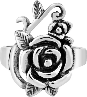 AeraVida Vintage and Sweet Rose Flower Valentines .925 Sterling Silver Love Ring | Sterling Silver Rose Flower Ring | Sterling Silver Love Ring | Love Ring for Women | Silver Rose Flower Ring | Jewelry Rings for Women