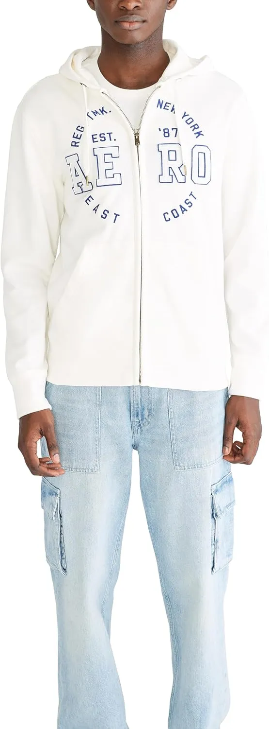 AEROPOSTALE Men's Aero Logo Full Zip Hoodie-Circle