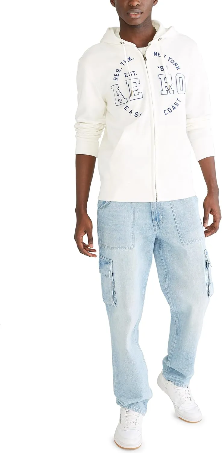 AEROPOSTALE Men's Aero Logo Full Zip Hoodie-Circle