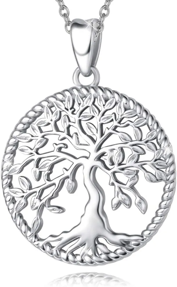 AGVANA 925 Sterling Silver Tree of Life Pendant Necklace for Women Delicate Jewelry Family Tree Necklace Anniversary Birthday Gifts for Women Wife Mom Grandma with Velvet Bag