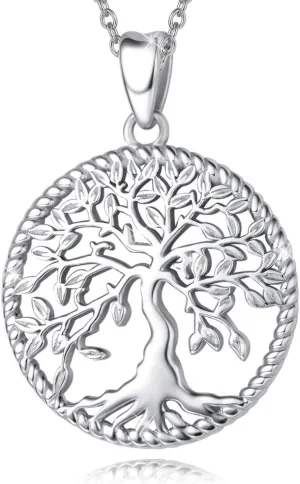 AGVANA 925 Sterling Silver Tree of Life Pendant Necklace for Women Delicate Jewelry Family Tree Necklace Anniversary Birthday Gifts for Women Wife Mom Grandma with Velvet Bag