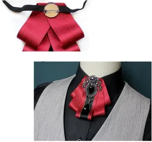 all-match fashion Collar groom prformance stage dress suit adjustable Diamond-encrusted bow tie brooch