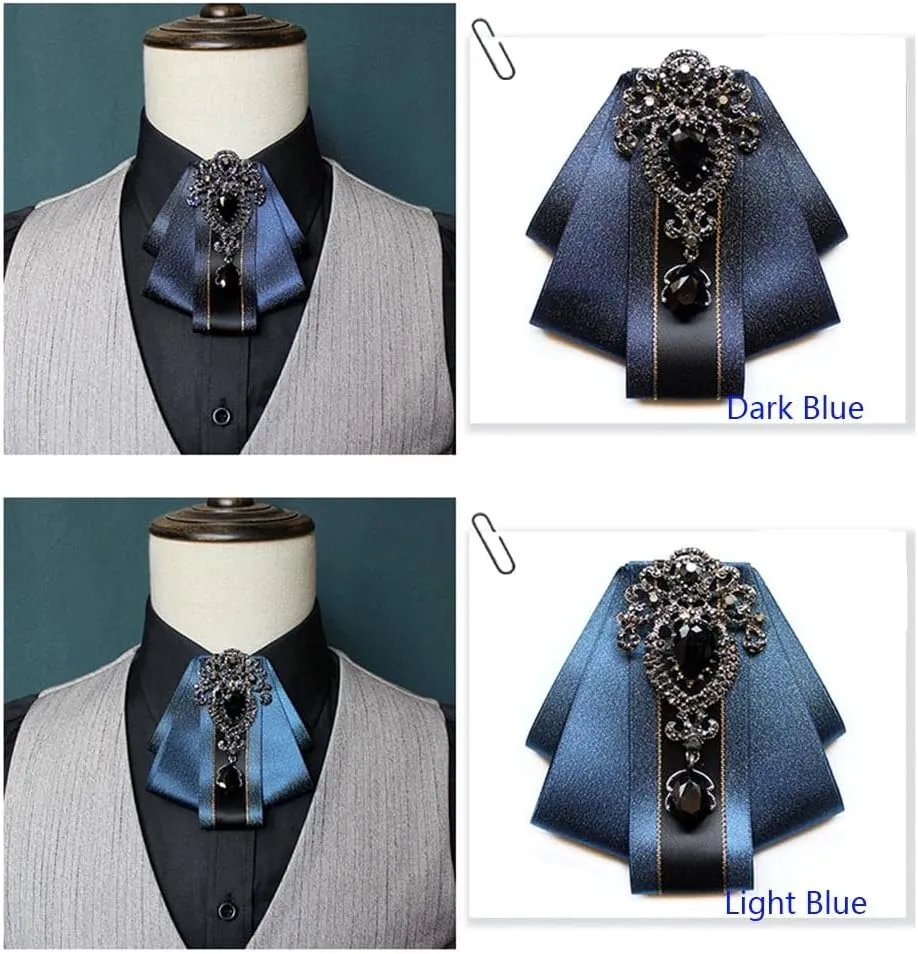 all-match fashion Collar groom prformance stage dress suit adjustable Diamond-encrusted bow tie brooch