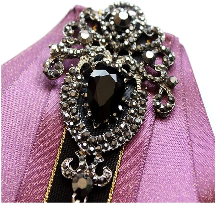 all-match fashion Collar groom prformance stage dress suit adjustable Diamond-encrusted bow tie brooch