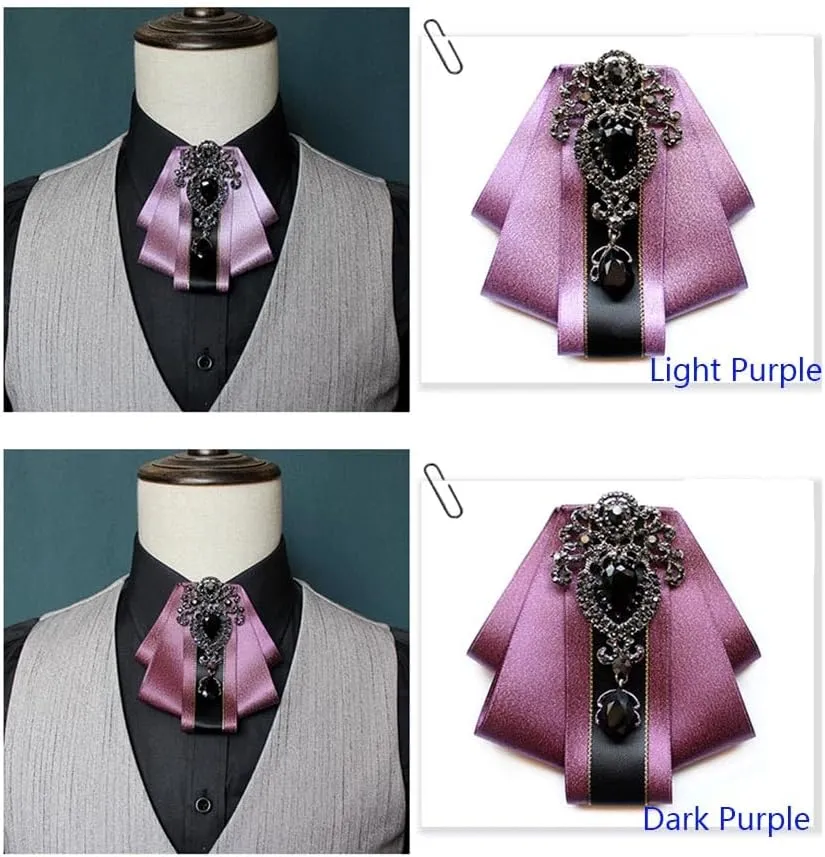 all-match fashion Collar groom prformance stage dress suit adjustable Diamond-encrusted bow tie brooch
