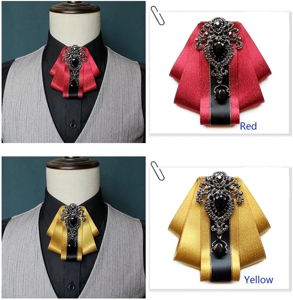 all-match fashion Collar groom prformance stage dress suit adjustable Diamond-encrusted bow tie brooch