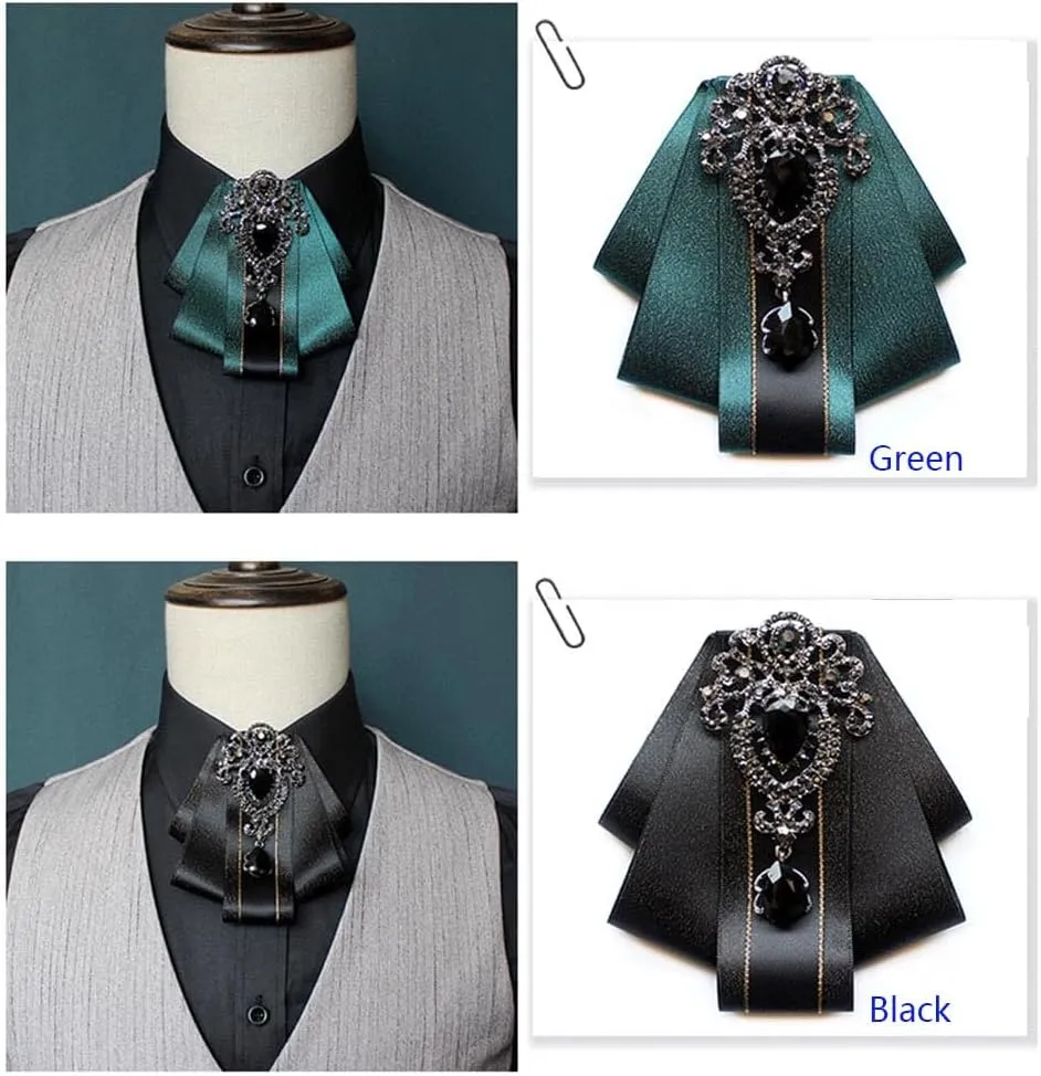 all-match fashion Collar groom prformance stage dress suit adjustable Diamond-encrusted bow tie brooch