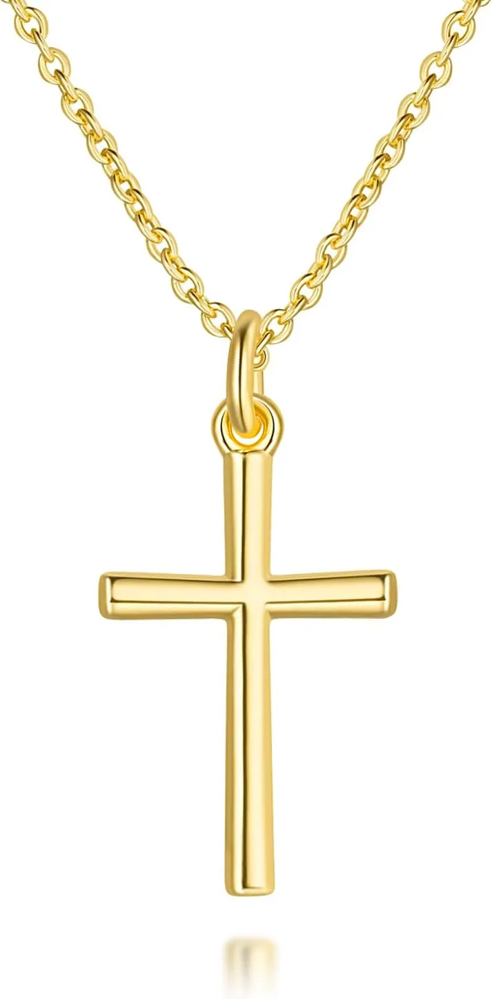 AMELINE 14K Gold Cross Necklaces for Women Gold Cross Chain Minimalist Cross Pendant Small Cross Necklace for Women Cross Jewelry