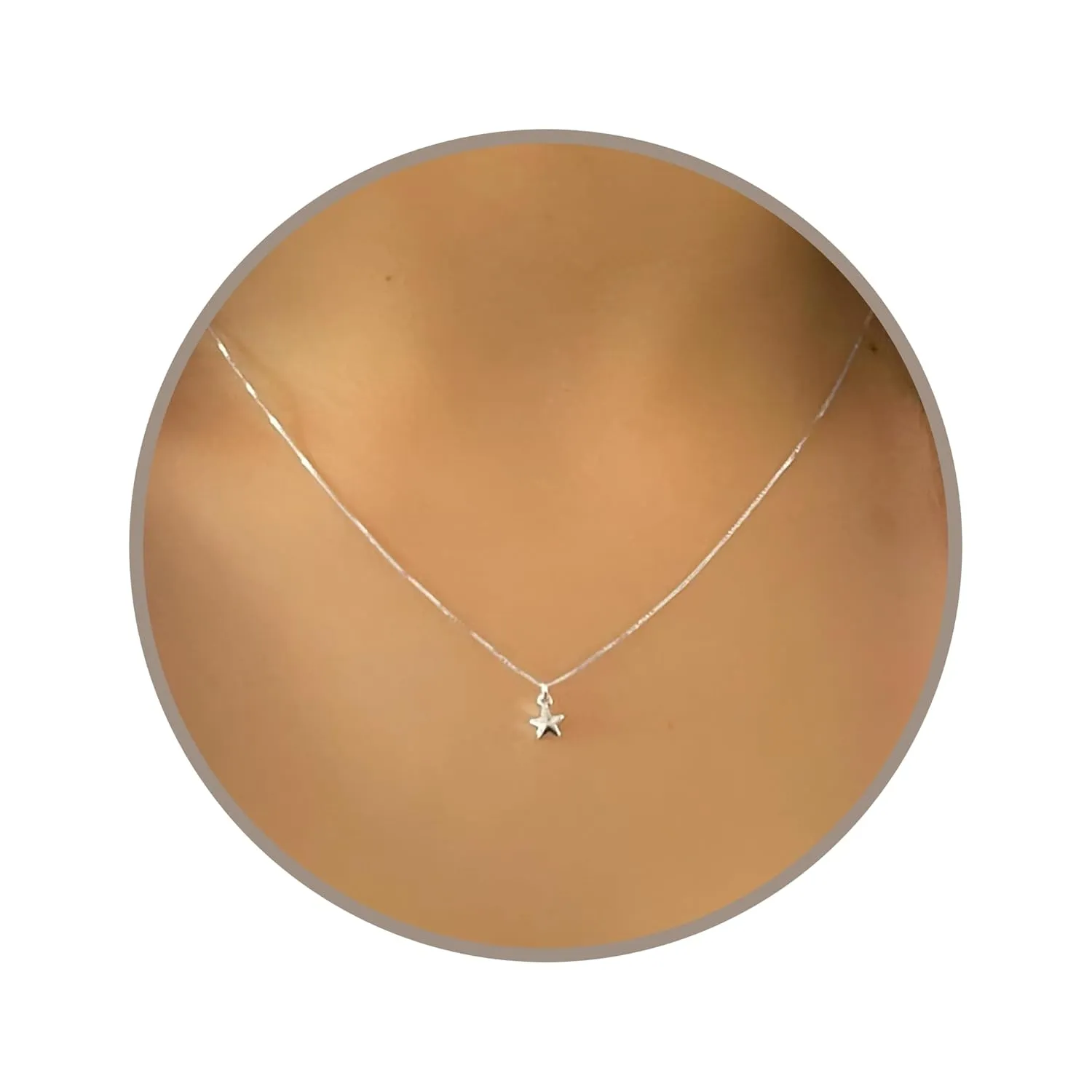 Annika Bella Minimalist Star Necklace, Dainty Silver Celestial Necklaces, 925 Sterling Silver Jewelry for Women, Gift for Her