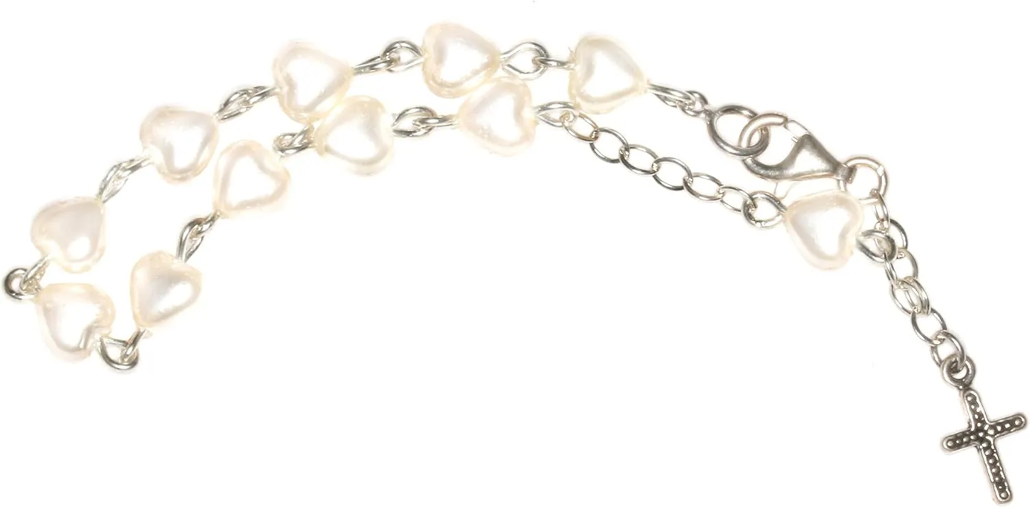 Austrian Crystal OR Glass Small Catholic Rosary Bracelet for First Holy Communion/Eucharist or Reconciliation/Confession. A meaningful and beautiful gift for special occasions.