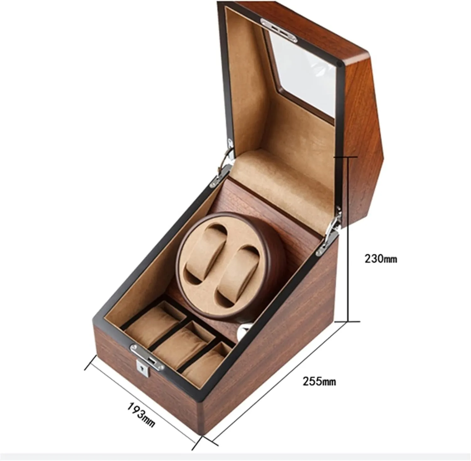 Automatic Watch Storage Box with 2 3/4 6 Slots, Luxury Wooden Watch Display Box with Silent Motor,to-2 3