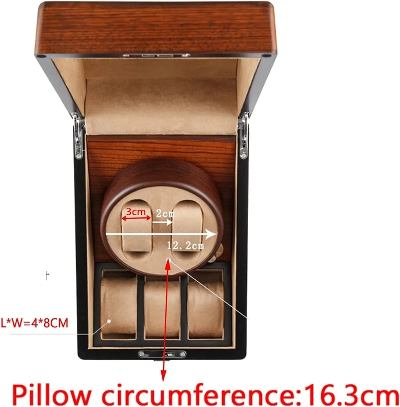 Automatic Watch Storage Box with 2 3/4 6 Slots, Luxury Wooden Watch Display Box with Silent Motor,to-2 3