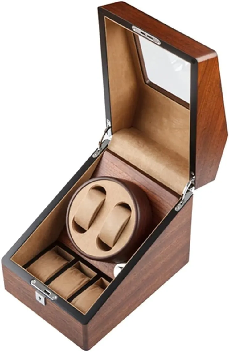 Automatic Watch Storage Box with 2 3/4 6 Slots, Luxury Wooden Watch Display Box with Silent Motor,to-2 3