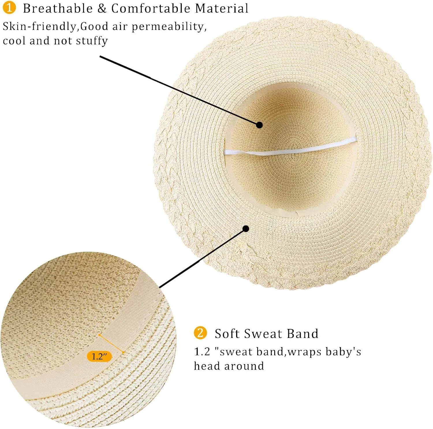 Baby Girl Straw Hat 3-6 Years Girls Summer Beach Hats with Bowknot Sun Protection Hats for Kids