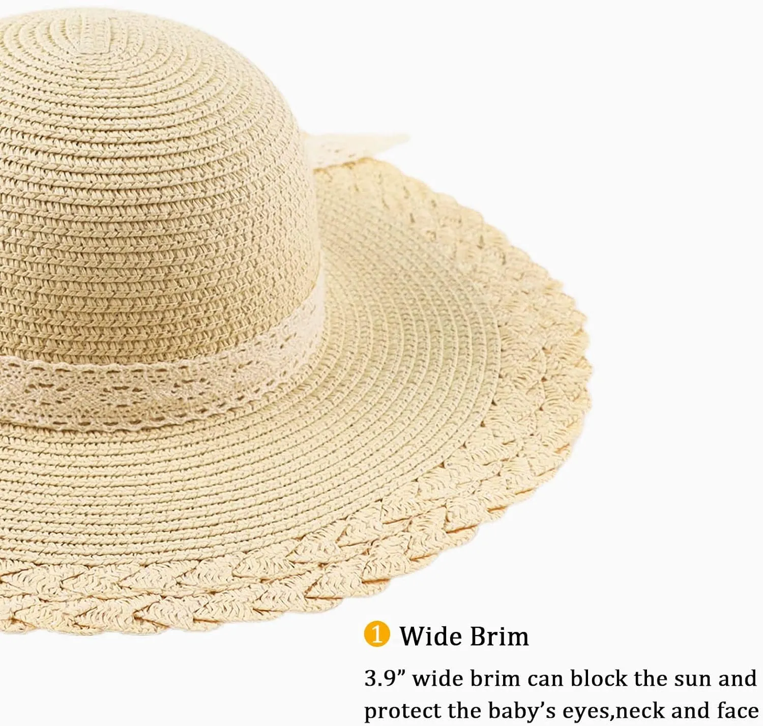 Baby Girl Straw Hat 3-6 Years Girls Summer Beach Hats with Bowknot Sun Protection Hats for Kids