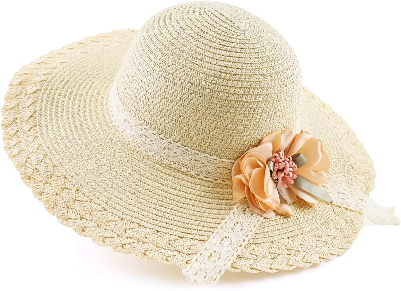 Baby Girl Straw Hat 3-6 Years Girls Summer Beach Hats with Bowknot Sun Protection Hats for Kids