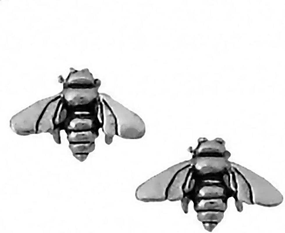 Bee Earrings Studs Tiny Mini Bumble Honey Stainless Steel BEE Flying Stud Earring