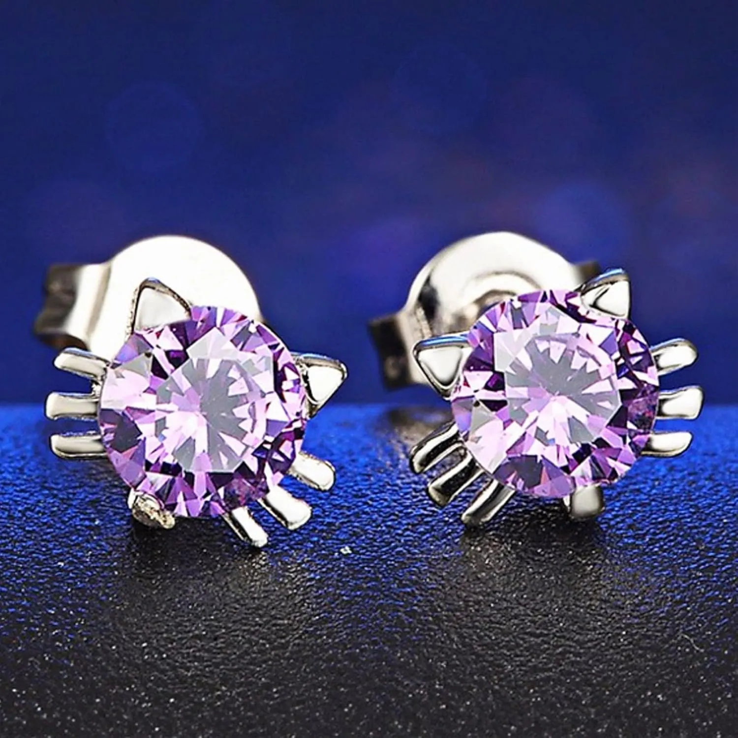 BG&WLing Cat Stud Earrings Sterling Silver Hypoallergenic Tiny Stud Earrings Cute Animal Earring Studs for Women